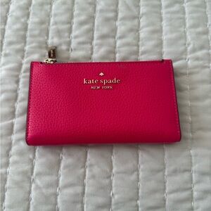 Kate Spade New York Bright Pink Pebbled Leather Slim Wallet